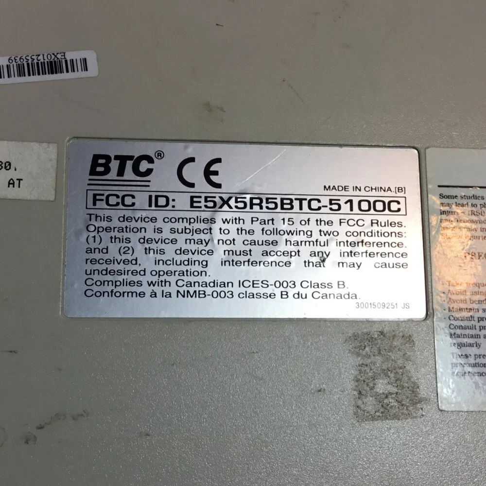 Vintage BTC Compact Keyboard E5X5R5BTC-5100C With Adapter